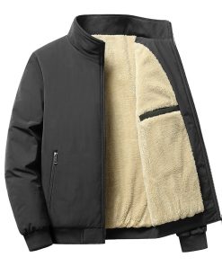 Áo khoác nam lót lông cừu cổ đứng loại dày mặc mùa đông siêu ấm