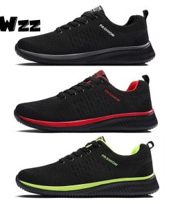 Wzz 2024 Plus Size 36-48 Cặp đôi Low Top Giày thể thao thông thường chống trượt Giày chạy bộ lưới thoáng khí Giày đen cho cặp đôi 9088-thoitrangcenter