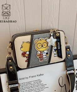 Túi đeo chéo nữ piton Bear Túi đeo vai đa năng Kính dễ thương Bag Túi đơn giản túi xách nữ beibaobao gấu-thoitrangcenter