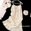 Váy ngủ mùa hè dành cho nữ Tấm lót Cotton dệt lụa mỏng ngọt ngào Sling-thoitrangcenter
