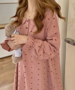 Đồ ngủ instagram Hàn Quốc váy ngủ phong cách công chúa ngọt ngào nổi tiếng trên mạng dài tay mùa thu cho nữ váy liền dáng dài-thoitrangcenter