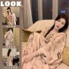 Dễ thương bướm dài tay đồ ngủ cho Phụ nữ mùa xuân và mùa thu mới phong cách Hàn Quốc Loose Casual Homewear nightdress có thể được mặc bên ngoài-thoitrangcenter
