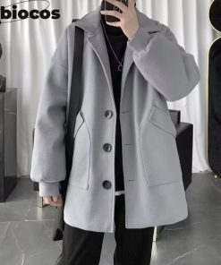Labiocos Thương Hiệu Thời Trang Nam Phong Cách Hồng Kông Phù Hợp Với Mùa Thu Đông Phong Cách Hàn Quốc Hợp Thời Trang Áo Khoác Giữa Chiều Dài-thoitrangcenter