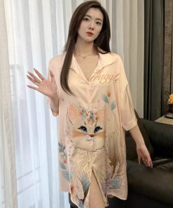 Váy Ngủ Lụa băng hoa nhí phong cách phương Tây váy ngủ áo sơ mi rộng rãi phong cách Instagram thuần khiết mẫu dài vừa dễ thương nổi tiếng trên mạng mẫu hè cho nữ-thoitrangcenter