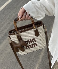 Túi xách nữ LINGDIE thời trang cao cấp dệt túi xô di động thông thường-thoitrangcenter