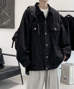 Áo khoác Denim nam mùa thu và mùa đông quần áo rộng rãi thông thường-thoitrangcenter