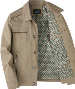 Bố Nguyên Chất Cotton Áo Khoác Xuân Thu Nam Trung Niên Mùa Thu Ve Áo Nút Xuống Áo Khoác Nam Trung Niên Và Người Cao Tuổi-thoitrangcenter