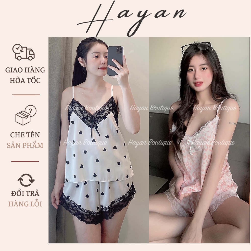 HT99 Bộ ngủ sexy 2 dây lụa hách dáng