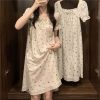 váy ngủ ngắn tay phong cách công chúa in hoa mới chất lượng cao phục vụ tại nhà mùa hè-thoitrangcenter