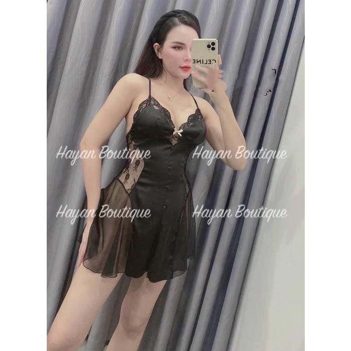 đầm ngủ lụa dáng xoè tôn dáng HT214-thoitrangcenter