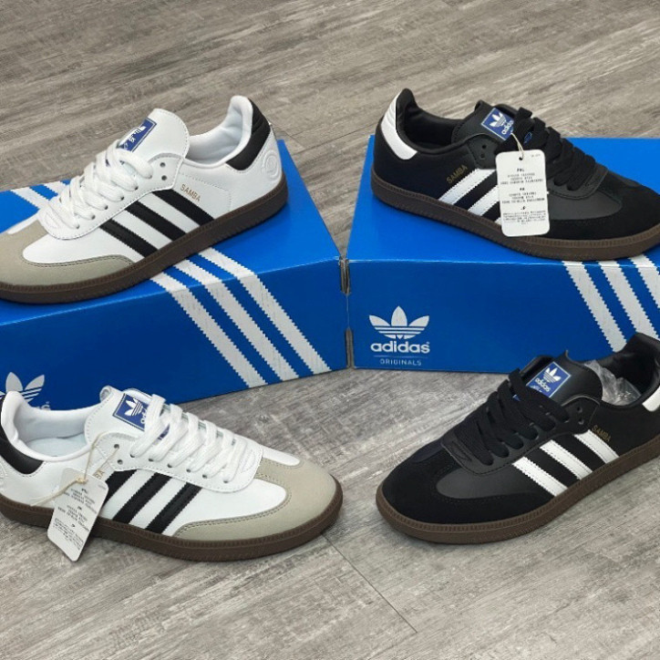 Giày_Adidas Samba Đế Thấp 2 Màu Đen Trắng