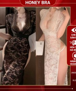 Đầm ngủ ren hoa xuyên thấu dáng dài xẻ tà gợi cảm DN07 Đồ ngủ nữ sexy cosplay cám dỗ quyến rũ Tặng chip-thoitrangcenter