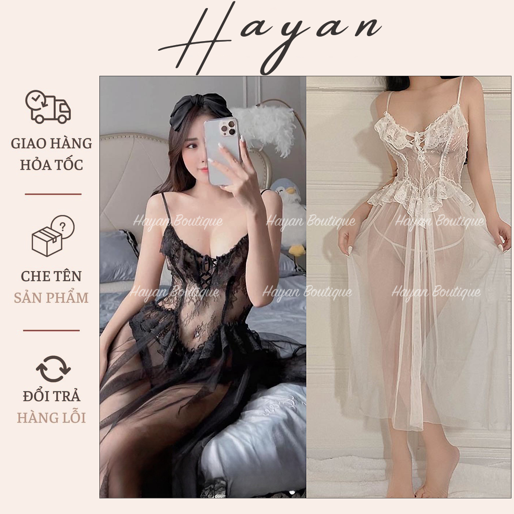 HT284 Váy ngủ sexy dáng dài tiểu thư