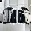 Áo Jacket MM PHỐI TAY DA màu XÁM/KEM   Nam Nữ Unisex   Áo khoác form rộng Jaystoree-thoitrangcenter