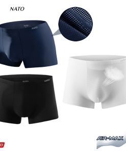 Quần Lót Boxer Air-Max Nam Vải Lụa Băng Tự Nhiên 100% Thun Lạnh Cao Cấp Màu Đen Xám Trơn Xì Lip NATO-thoitrangcenter