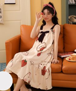 đầm hai dây chất thun lạnh thoáng mát bầu mặc nhà dễ thương VN99-thoitrangcenter