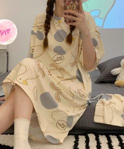 Váy ngủ nữ đầm ngủ bigsize 40-65Kg dáng suông mặc nhà mùa hè in hoạt hình cute dễ thương  TOZZO VN01-thoitrangcenter