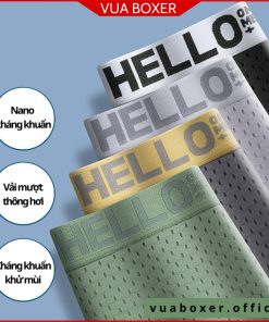 Sét 4 quần lót nam boxer sịp đùi vải thun lạnh thông hơi quần xì nam thoáng khí lót kháng khuẩn HELLO - VUABOXER-thoitrangcenter