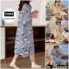 Váy ngủ cộc tay đầm ngủ dáng suông chất cotton mềm mát họa tiết hoạt hình dễ thương P3-H-thoitrangcenter
