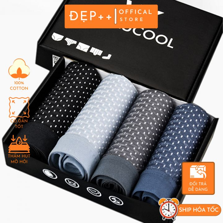 Hộp 4 chiếc sịp đùi thông hơi cao cấp dành cho nam