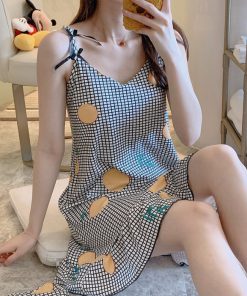 đầm ngủ thun cotton hoạt hình mềm không có đệm ngực dễ thương-thoitrangcenter