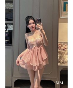 FREESHIP Đầm ngủ cup ngực chất voan lụa mềm mại hàng Quảng Châu cao cấp SP172-thoitrangcenter