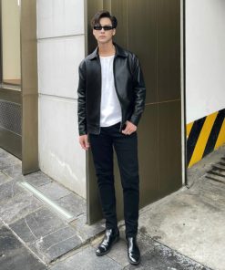 chất da PU nhập khẩu cao cấp | jacket đen-thoitrangcenter