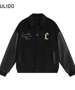 Áo khoác Varsity dạ phối tay da