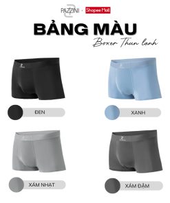 Combo 3 quần lót nam boxer PAZZINI thun lạnh cao cấp