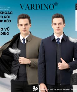 Áo khoác nam trung niên VARDINO lót lông vũ tháo rời hàng hiệu có 2 túi trong dáng suông và séc chống kẹt AK58 AK62-thoitrangcenter