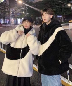 Áo Khoác Lông phẩy nam nữ Thời Trang Thu Đông Hàn Quốc-thoitrangcenter