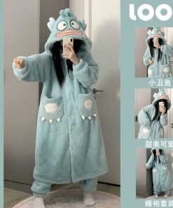 (Sẵn) Váy ngủ bông xanh min hoạt hình chú Pip siêu cute lông mềm mịn siêu ấm cho mùa đông 2023 #pip-thoitrangcenter