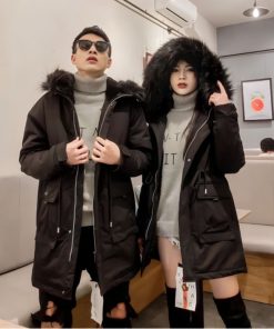 Áo khoác parka nam lót lông dáng dài