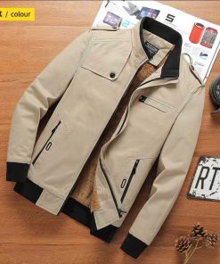 Áo Khoác nam vải kaki lót lông thời trang aokhoacnam - Áo Ấm Mùa Đông Lót Lông Cổ Đứng-thoitrangcenter