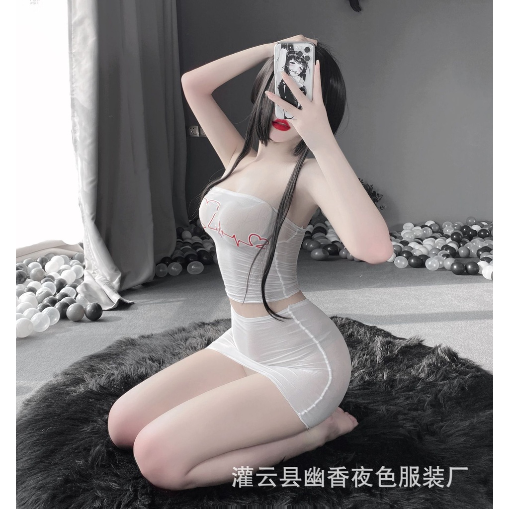 Váy ngủ / Set đồ ngủ 2 mảnh hình tim tàng hình siêu sexy 1155-thoitrangcenter
