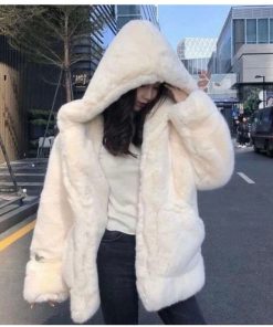 Áo Khoác Lông Thỏ Trơn Mềm Mượt Có Mũ Chất Liệu Lông Cao Cấp Dày Dặn Form Dáng Rộng Thời Trang Hàn Quốc Hottrend 2024-thoitrangcenter