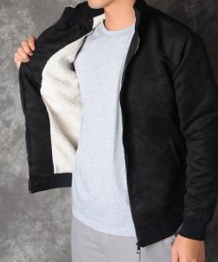 Áo khoác nam da lộn lót lông cao cấp 4 màu - Lớp da lộn mềm mịn