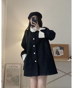 Áo Khoác Dạ Dáng Dài dày dặn phối cúc ngọc dày dặn