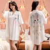 Váy ngủ sơ mi lụa Latin Hisexy đầm mặc nhà suông rộng thoải mái in hình cao cấp SM16-thoitrangcenter