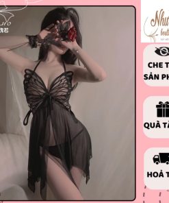 Đầm ngủ 2  dây lụa cánh bướm xẻ sexy sang chảnh-Như Boutique-thoitrangcenter