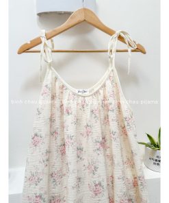 đầm 2 dây xô muslin mặc đi chơi