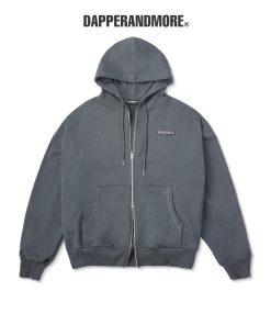 Áo Khoác Hoodie DAPPERANDMORE Metal Zipped Vải Nỉ Chân Cua 100% Cotton Phối Tag Kim Loại - Grey-thoitrangcenter
