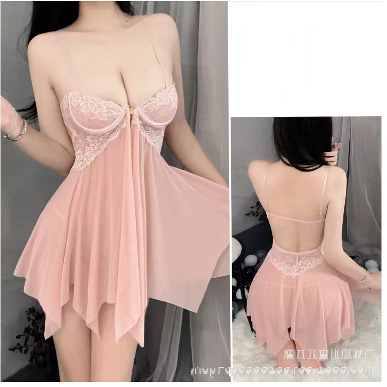 Đầm Ngủ Sexy Cài Ngực Trước Có Gọng Xuyên Thấu Mẫu Mới Nhất Kèm Chip-Mây Fashion-thoitrangcenter