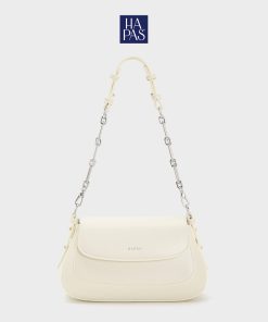 Túi Đeo Vai Hobo Nắp Gập Chain Handle White HAPAS - TDV24037-thoitrangcenter