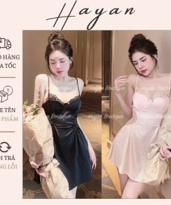 HT94 Váy ngủ sexy phối ren dáng xoè sanh chảnh kèm ĐỆM LÓT