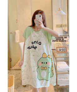 Đầm mặc nhà hoạ tiết hoạt hình dễ thương thun 4 chiều