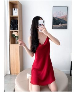 Váy ngủ LALAVA  cổ đổ chất liệu lụa satin đủ size LALAVAMD12-thoitrangcenter