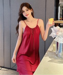 Váy ngủ LALAVA  2 dây chất liệu lụa satin đủ size LALAVAMD96-thoitrangcenter