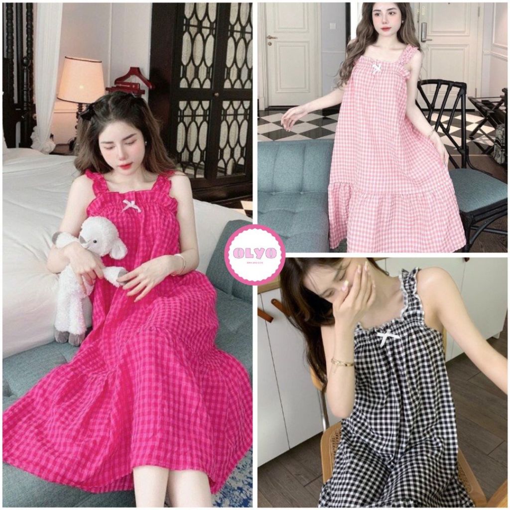 Váy 2 dây kẻ caro