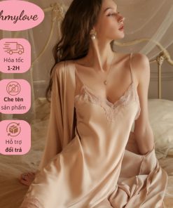 Váy ngủ 2 dây OHMYLOVE chất liệu lụa cao cấp phong cách sexy đầm mặc nhà gợi cảm quyến rũ SX015-thoitrangcenter